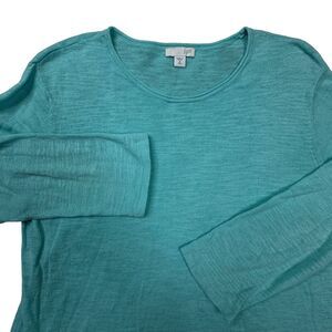 J.‎ Jill Blouse Women's Size Medium Teal Blue/Green Long Sleeve